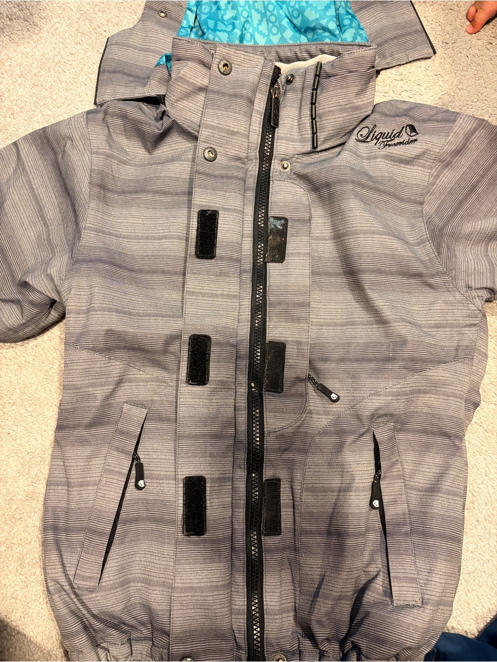 Liquid Freeride 8000 Snowboard Ski Jacket Gray Turquoise Size S/P